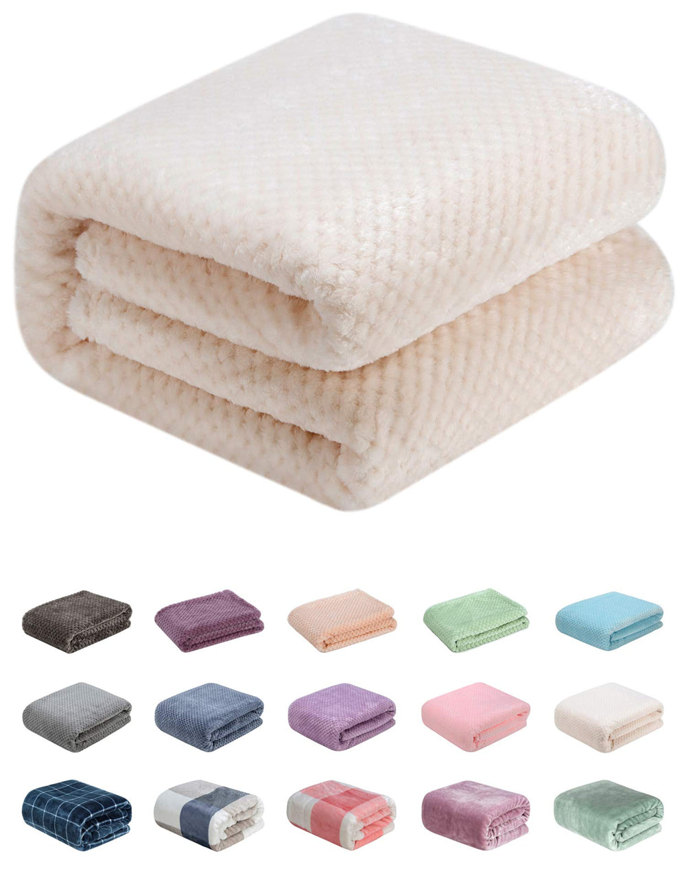 WONDER MIRACLE fuzzy throw blanket cream on couch for cozy warmth