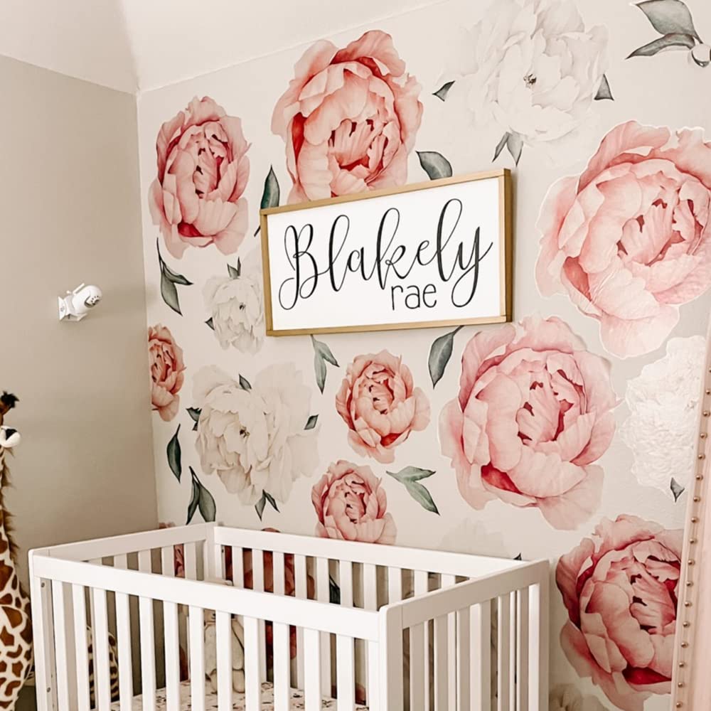 Wonder Space jumbo peony wall decals bloom closeup adds soft elegance to any room