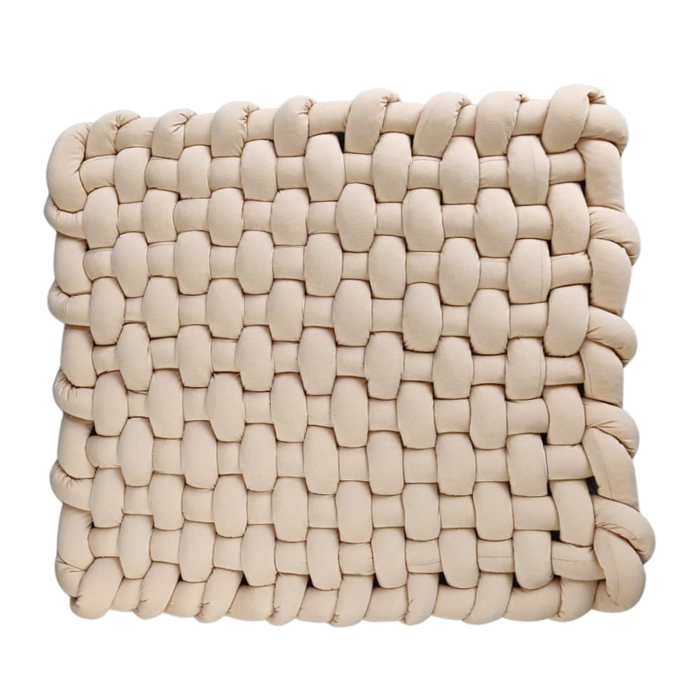 Wonder Space Knotted Braided Plush Mat beige closeup shows ultra-soft fabric for baby comfort