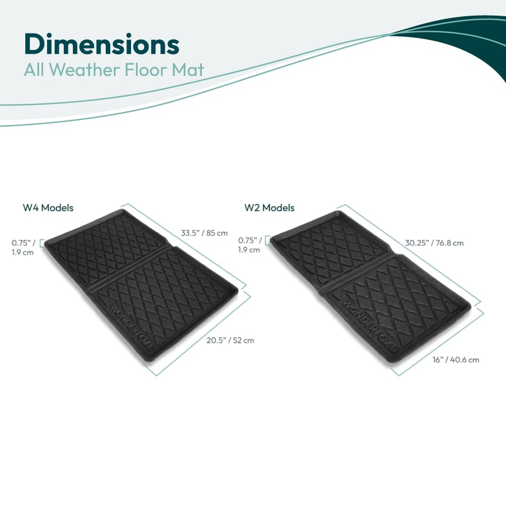 WonderFold All Weather Mat W2 dimensions 30x16 shown as precise fit for W2.