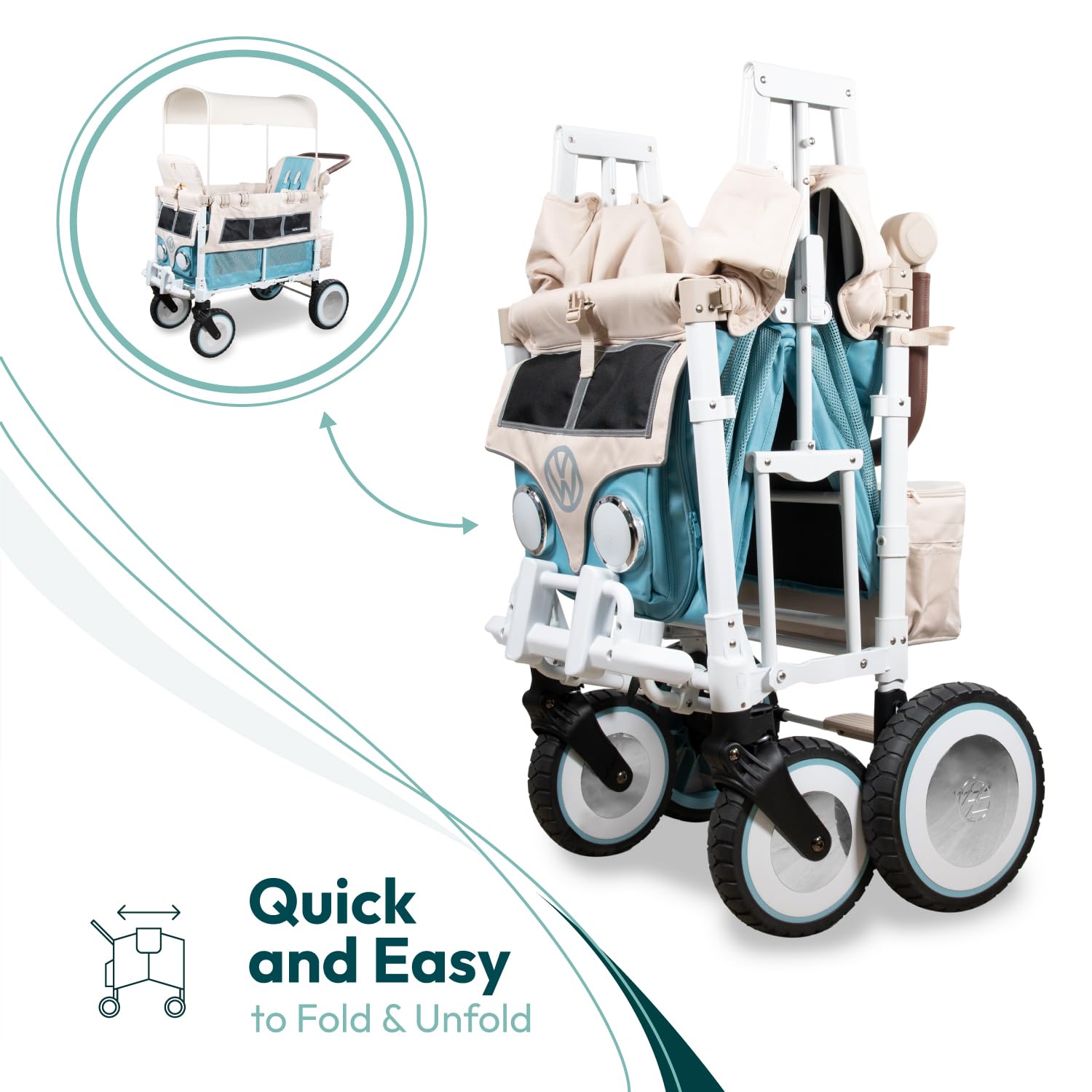 WonderFold Bondi Blue wagon all-terrain XL wheels tackle beaches and trails