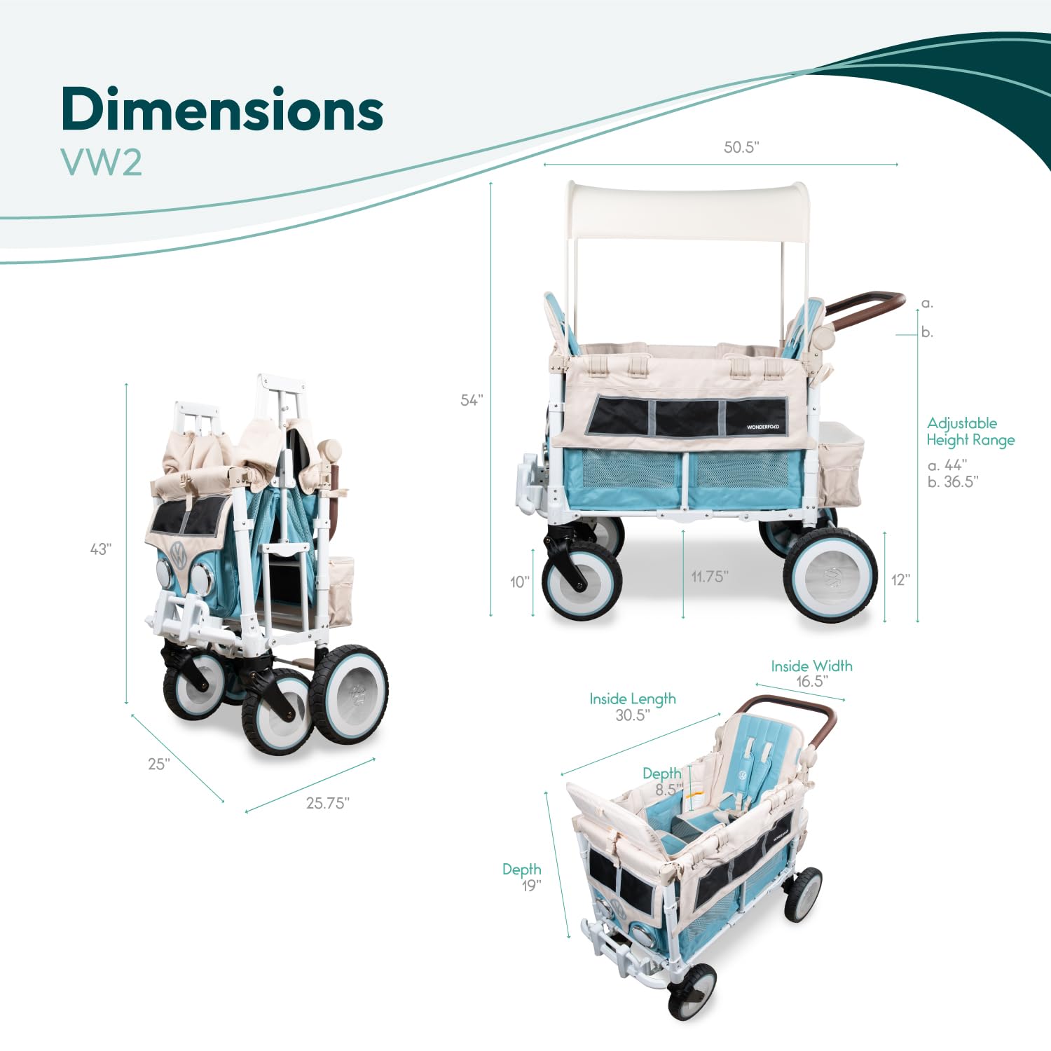 WonderFold Bondi Blue wagon folded standalone for compact storage at home