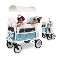 WonderFold Bondi Blue wagon front view, compact design for easy loading and access