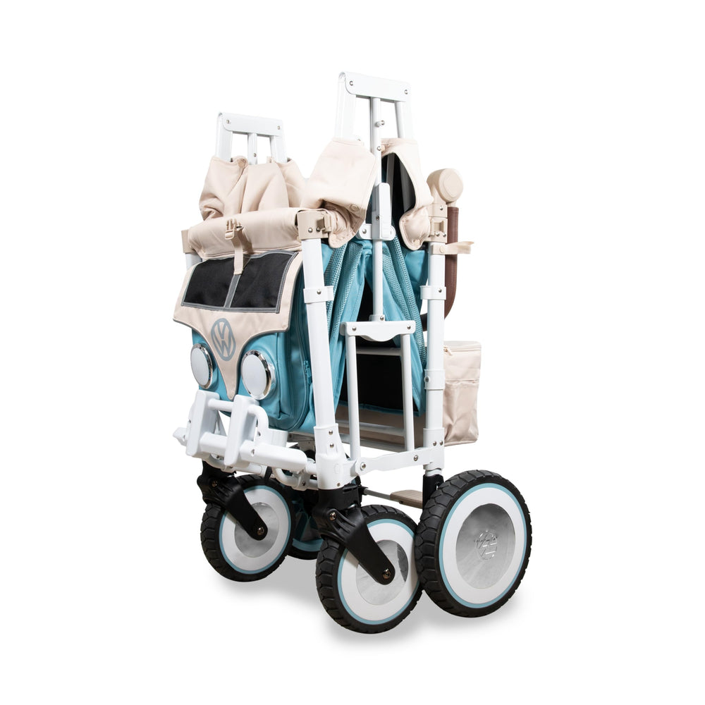 WonderFold Bondi Blue wagon VW bumper detail suggests nostalgic style with safety cue
