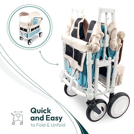 WonderFold Outdoor all-terrain XL wheels tackle beaches and uneven paths.