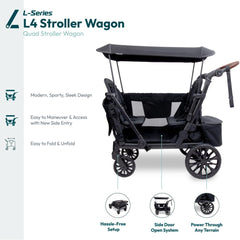 WonderFold L4 Quad Wagon 360-wheels traverse varied terrain smoothly.