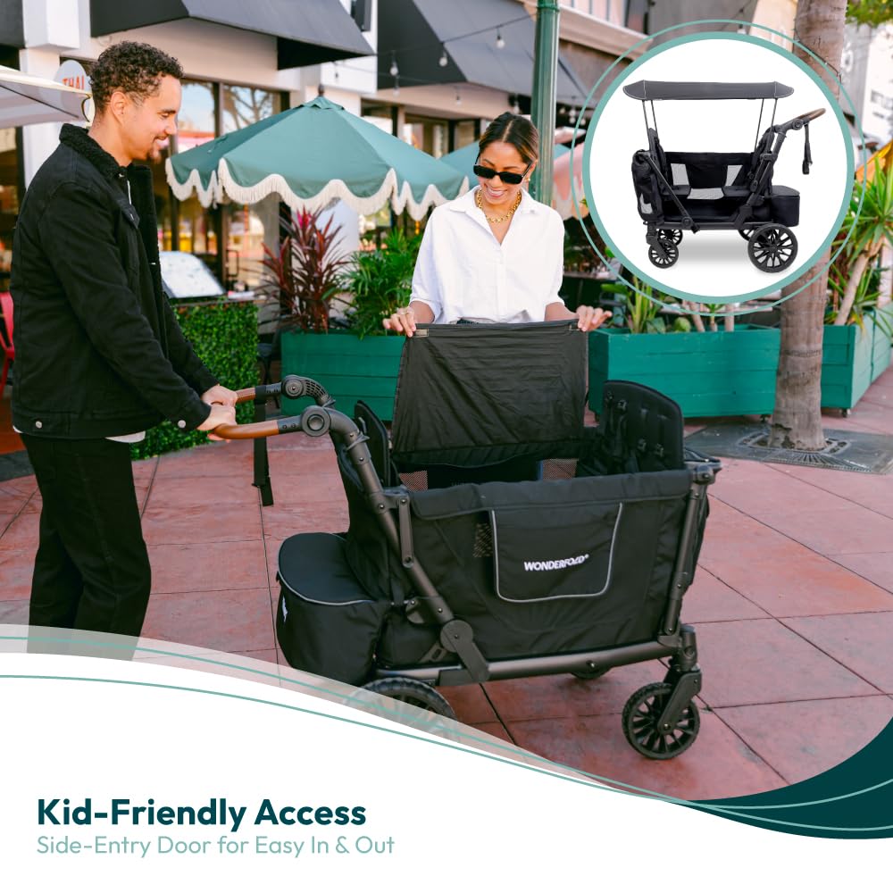 WonderFold L4 Quad Wagon adjustable handlebar offers comfortable control.