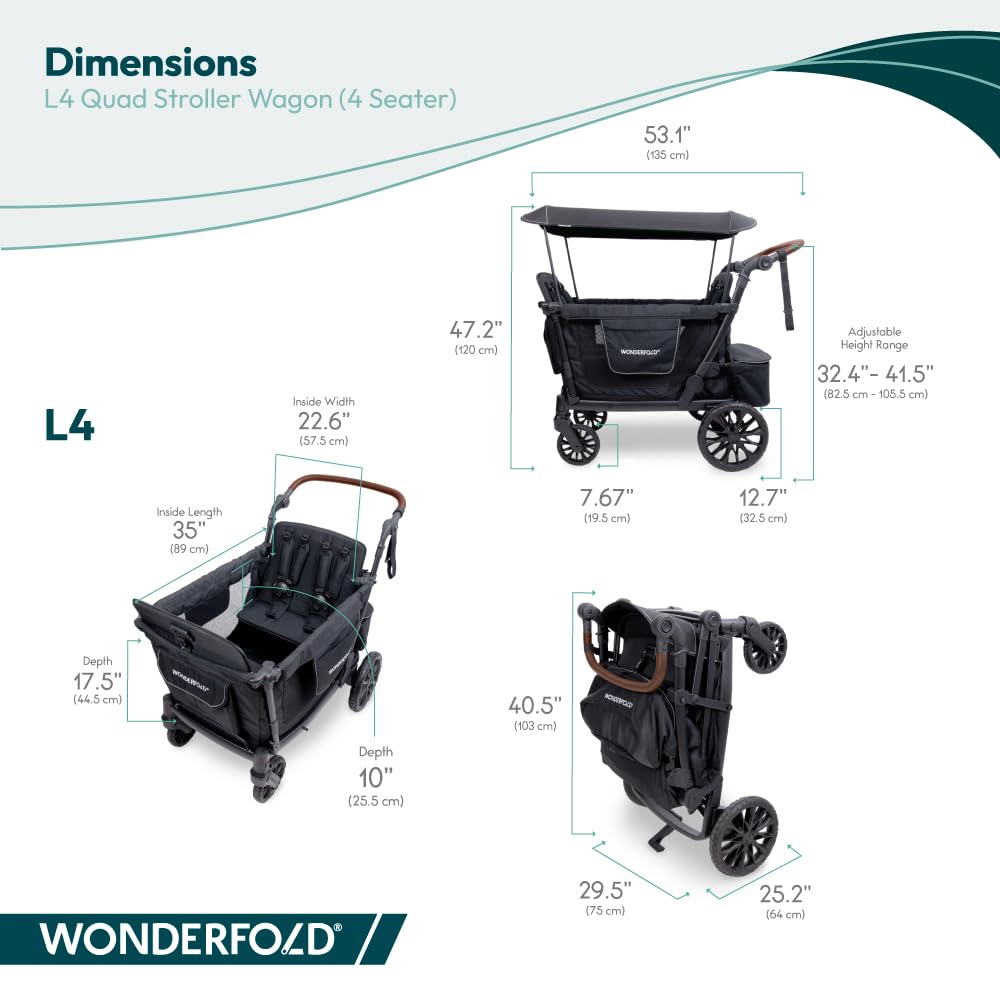 WonderFold L4 Quad Wagon spacious storage area for gear and snacks.