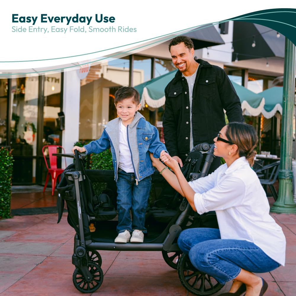 WonderFold L4 Quad Wagon UPF50 canopy shields riders from sun.