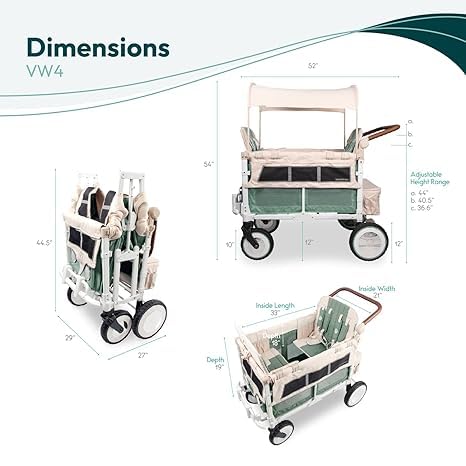 WonderFold Outdoor Volkswagen Stroller Wagon folded compact for easy storage after adventures