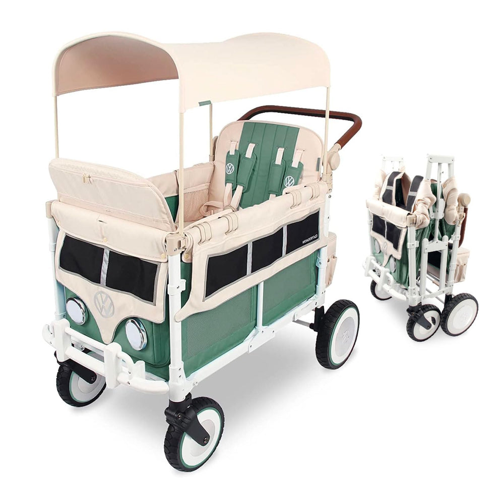 WonderFold Outdoor Volkswagen Stroller Wagon front view showing all terrain versatility for family outings