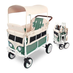 WonderFold Outdoor Volkswagen Stroller Wagon front view showing all terrain versatility for family outings