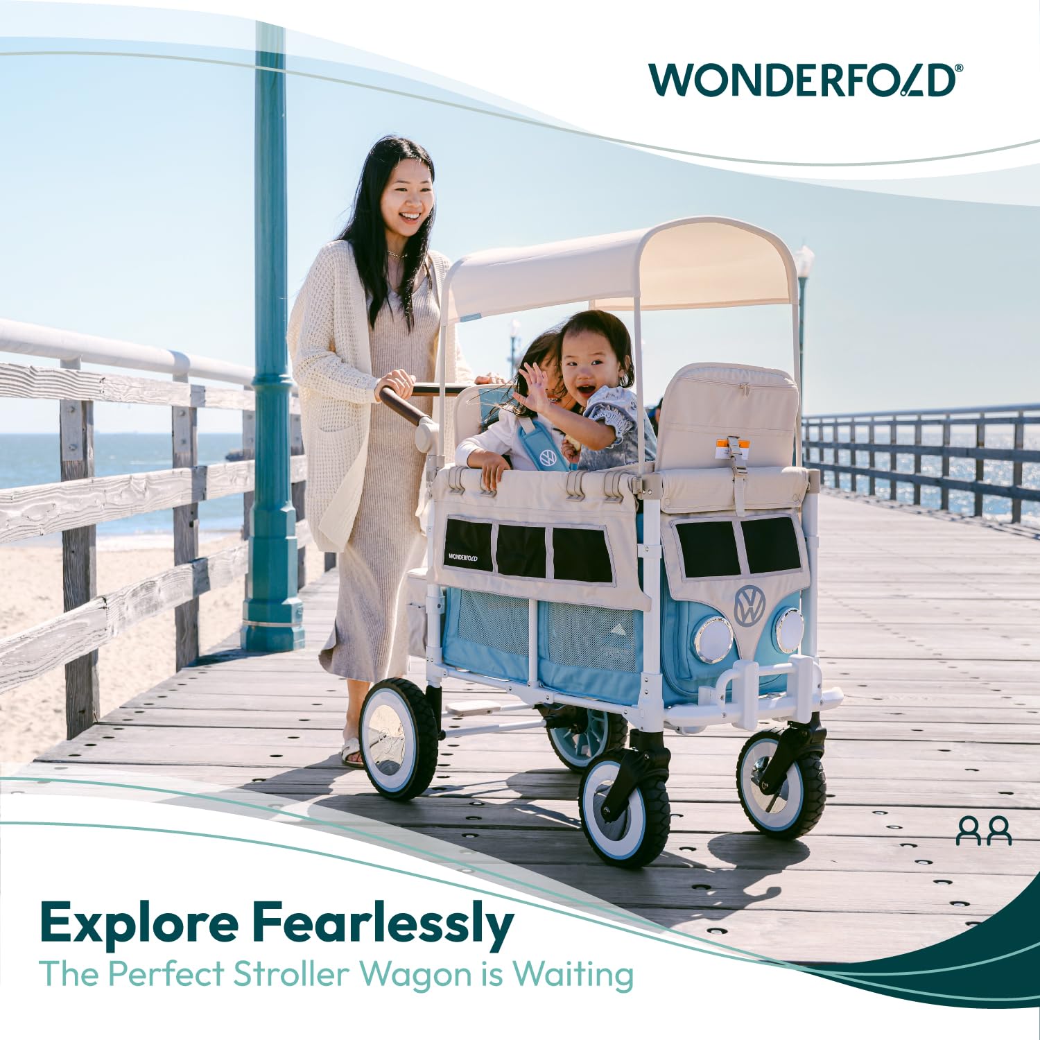 WonderFold Outdoor VW bumper and headlights emphasize classic styling with modern safety cues.