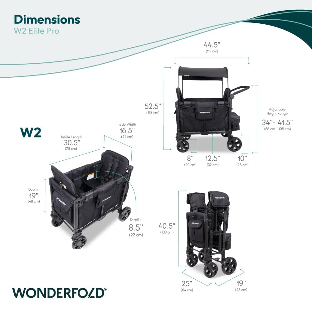 WonderFold W2 Elite Pro stroller wagon removable/reversible seats for comfort
