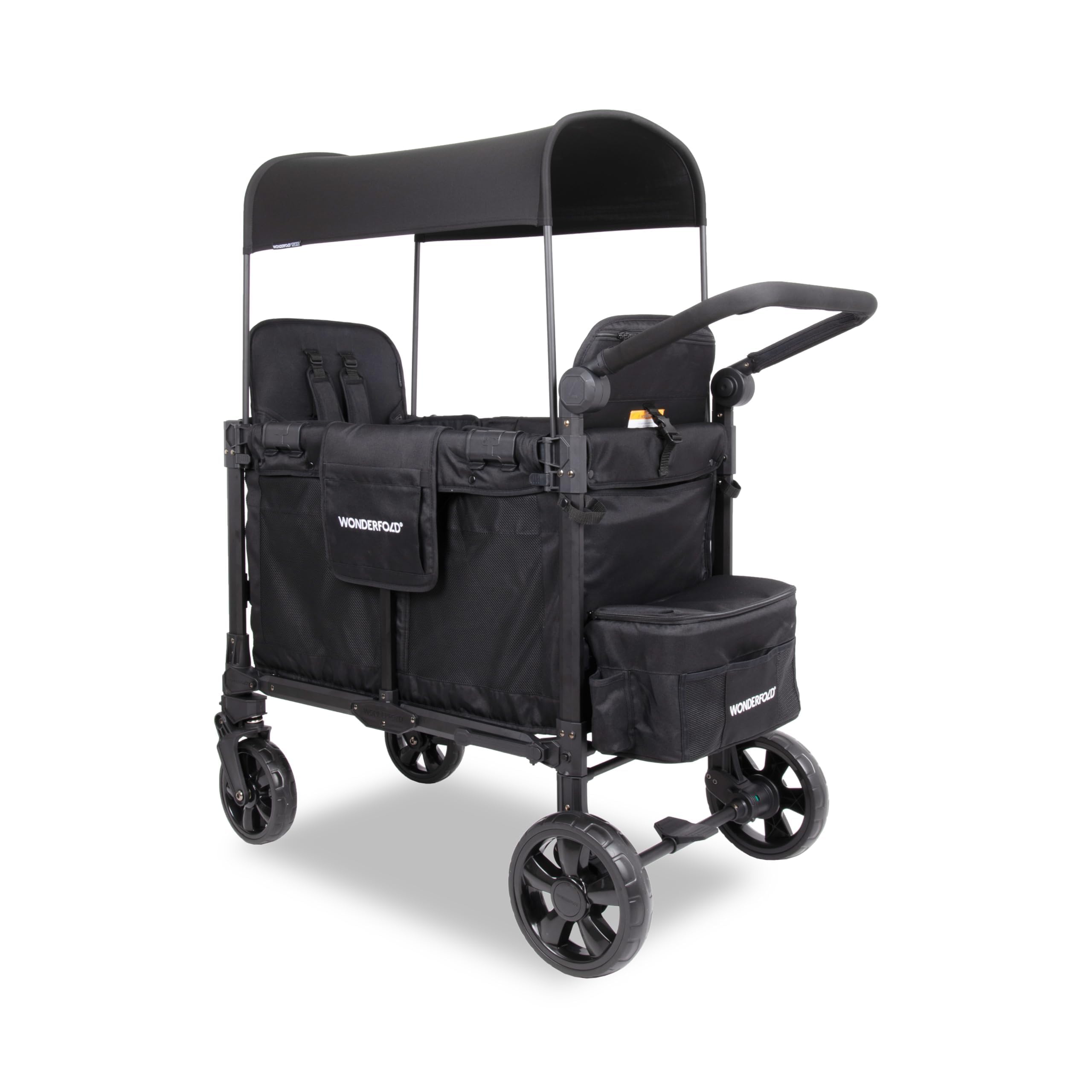 WonderFold W2 Elite Pro stroller wagon UV canopy provides shade on sunny days