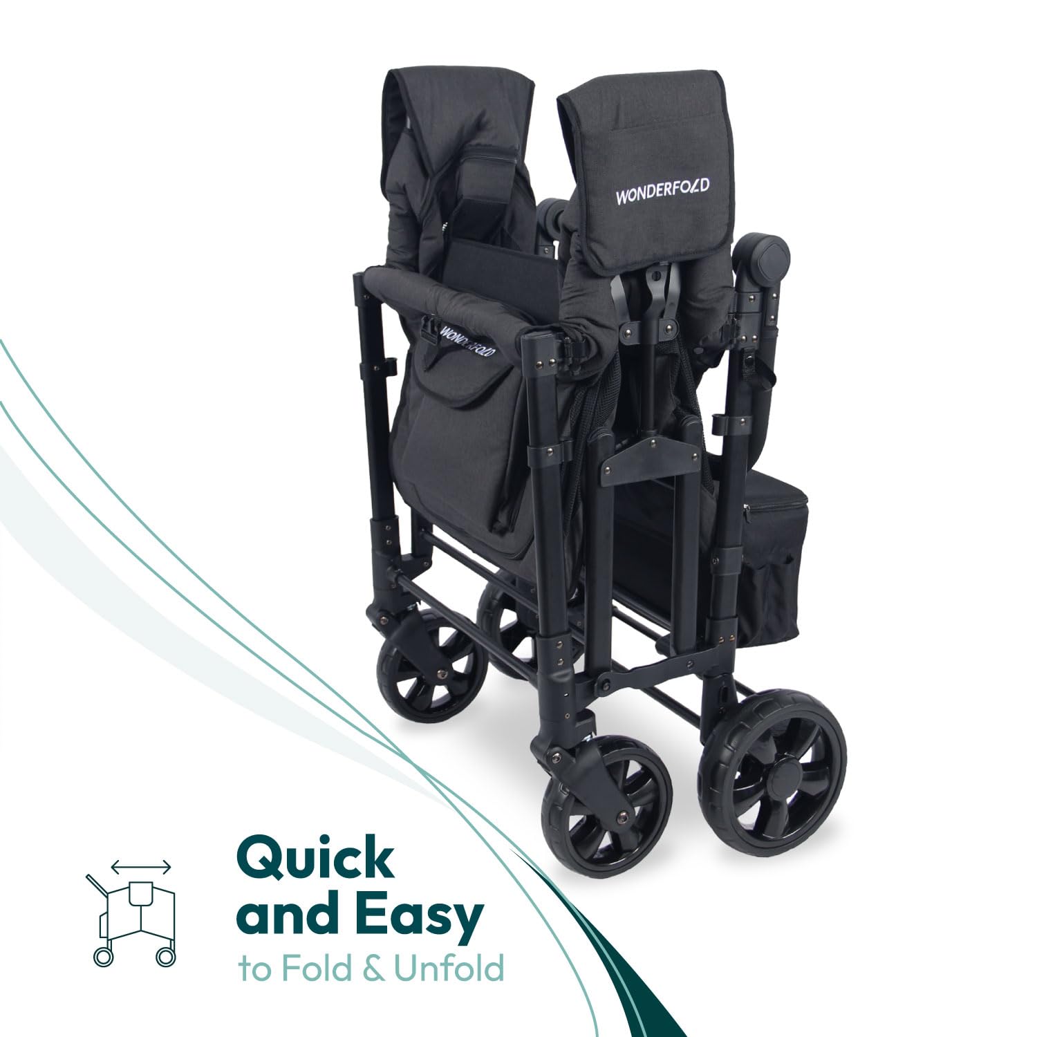 WonderFold W4 Elite adjustable push handle with neoprene grip for comfort.