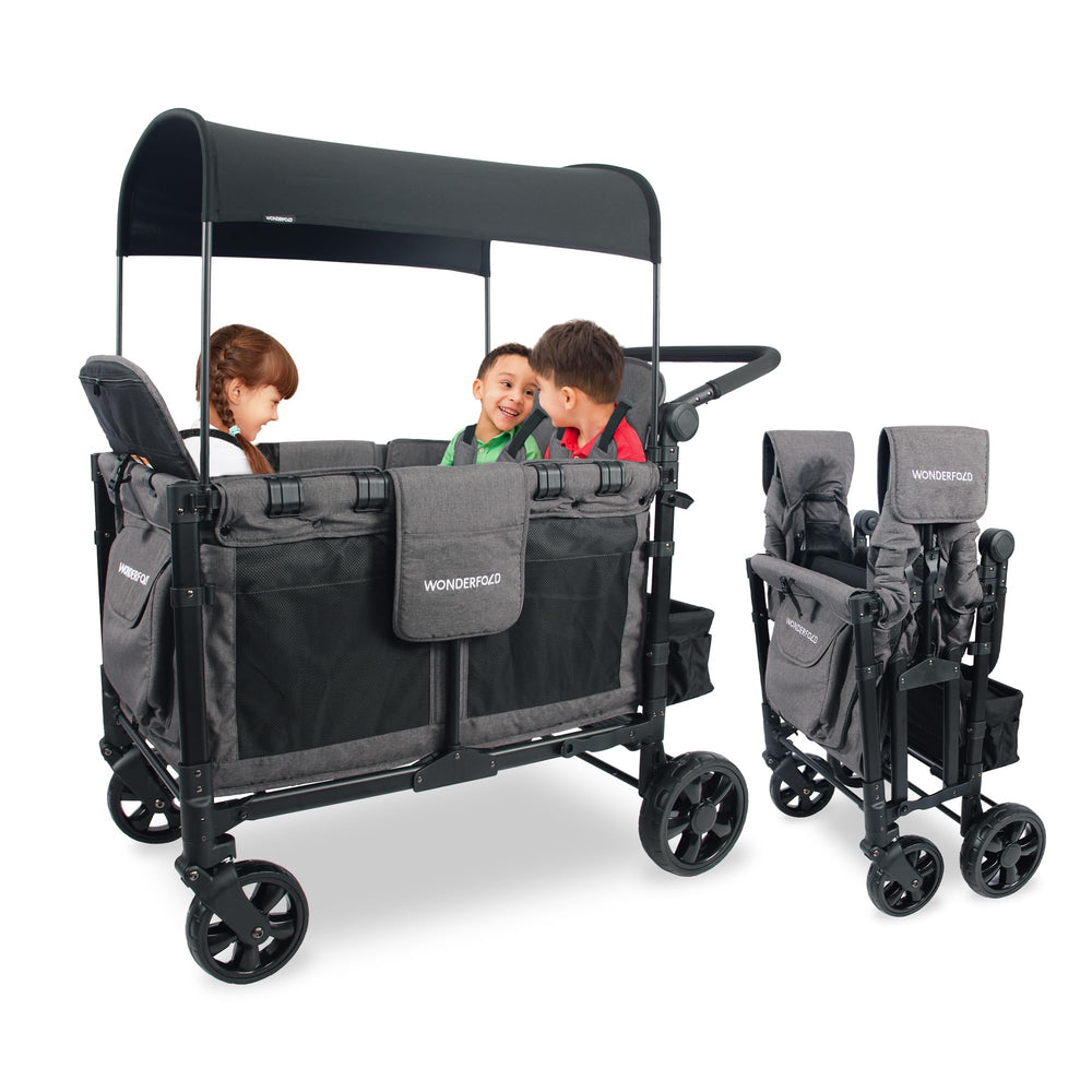 WonderFold W4 Elite wagon folded for compact storage after a day out.