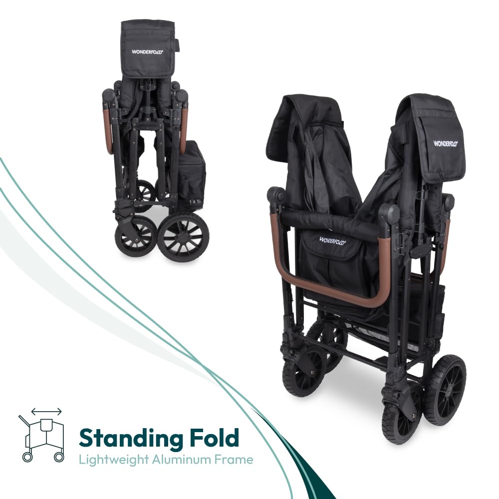 WonderFold W6 Luxe Pro all-terrain wheels with suspension handle rough terrain smoothly.