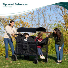 WonderFold W6 Luxe Pro faux leather handle offers comfortable grip while maneuvering.