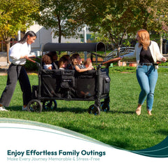 WonderFold W6 Luxe Pro interior with parent-facing, reclinable seats enabling cozy rides.