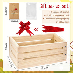 Wonderjune wooden basket with transparent gift bag for quick, elegant wrapping