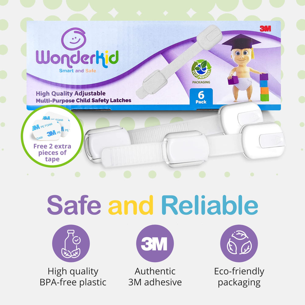 WONDERKID adhesive 3M pad secures locks for long lasting use.
