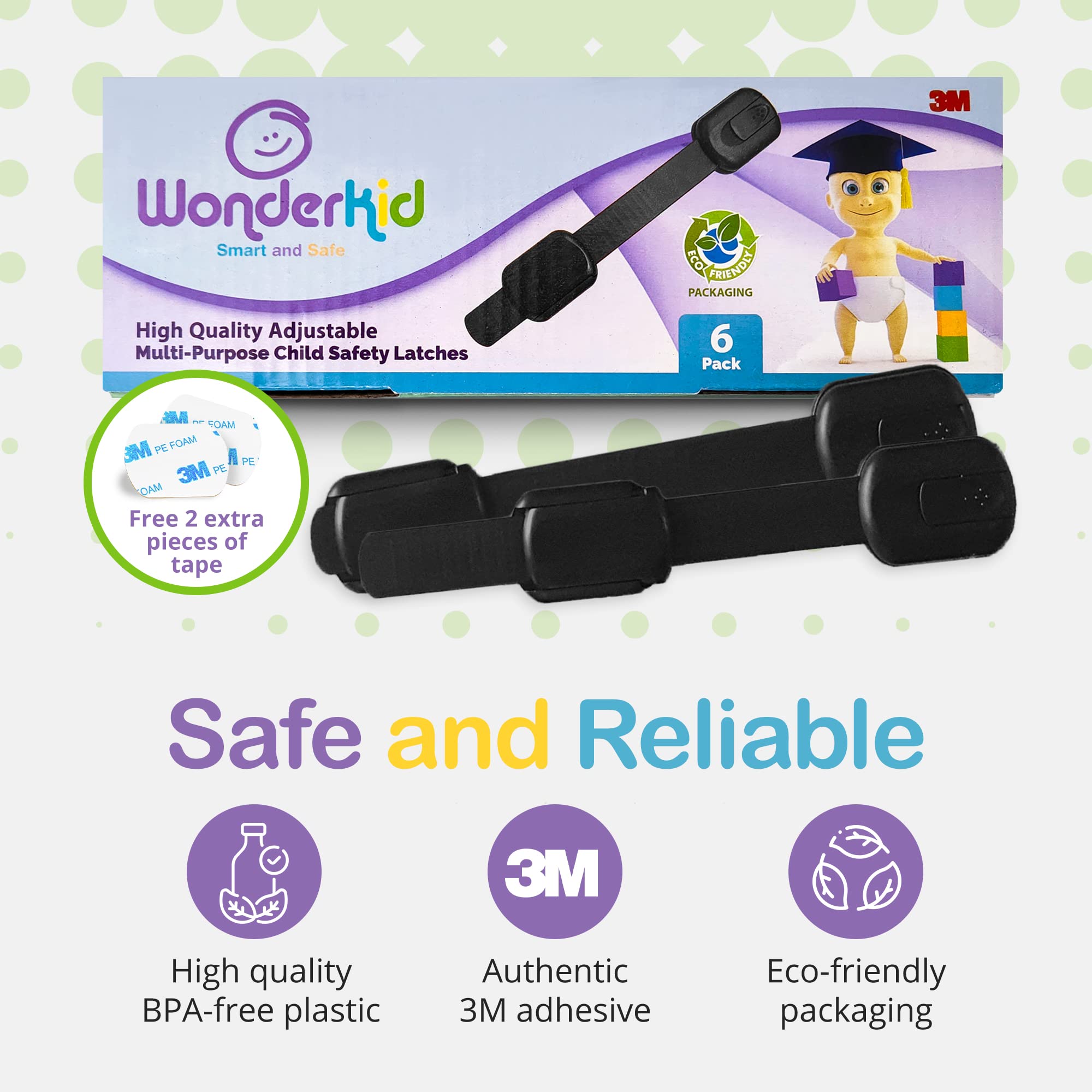Wonderkid cabinet locks install easily on flat or curved surfaces.