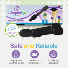 Wonderkid cabinet locks install easily on flat or curved surfaces.