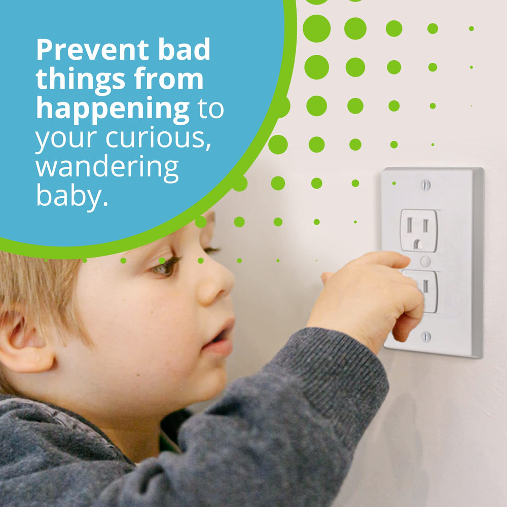 Wonderkid easy-access slide-out outlet cover white illustrates convenient cord plugging