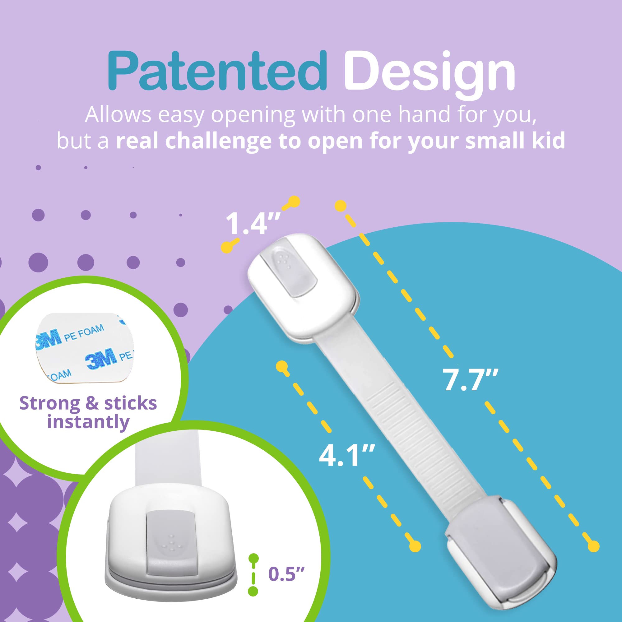 Wonderkid no-mess 3M adhesive pad stays secure until removal.