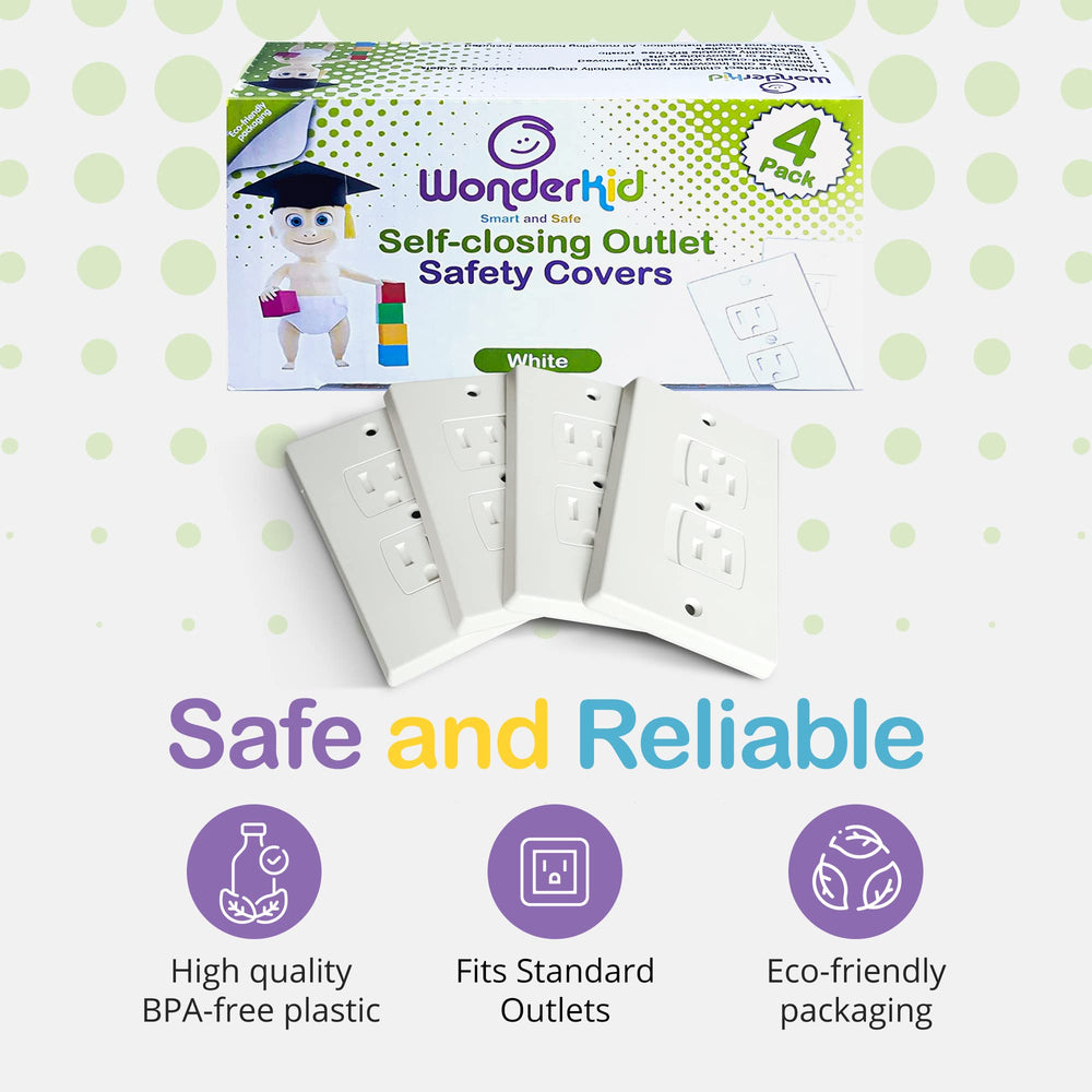 Wonderkid outlet safety cover close-up white shows childproof mechanism for easy use