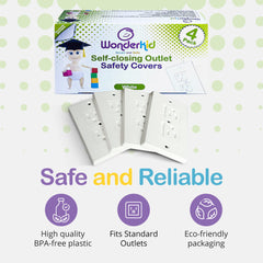 Wonderkid outlet safety cover close-up white shows childproof mechanism for easy use