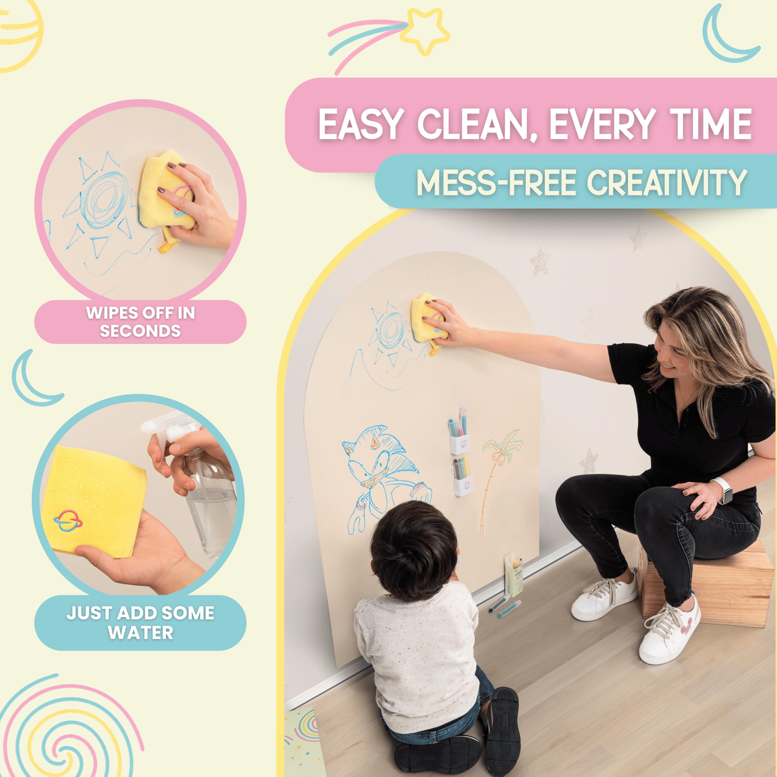 WonderMag peel-stick installation provides quick setup on walls with stable use