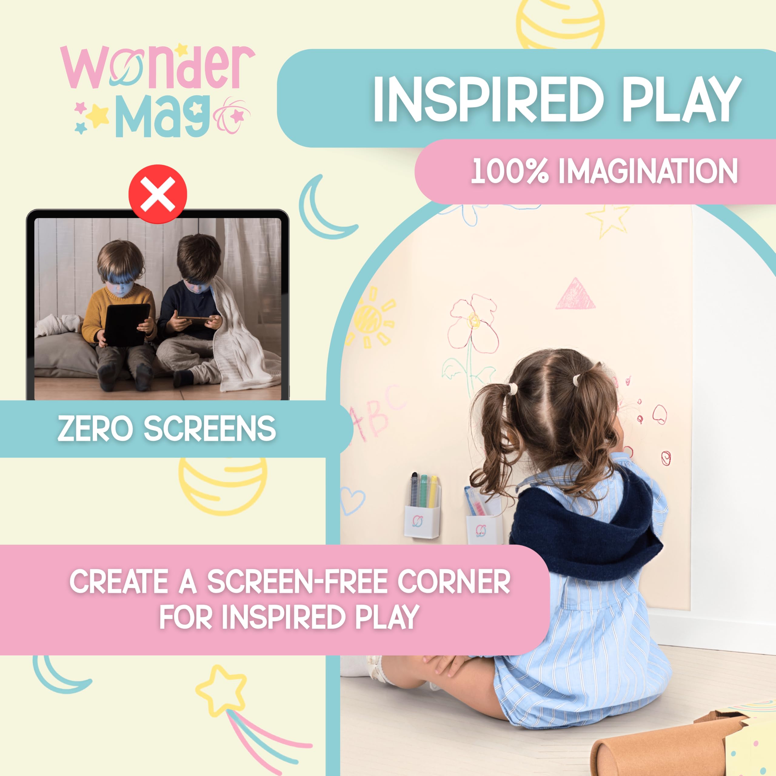 WonderMag magnet wall sticker enhances playrooms with practical decorative magnetic functionality