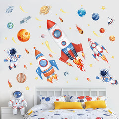 Wondever astronaut wall sticker close-up on safe, matte finish.