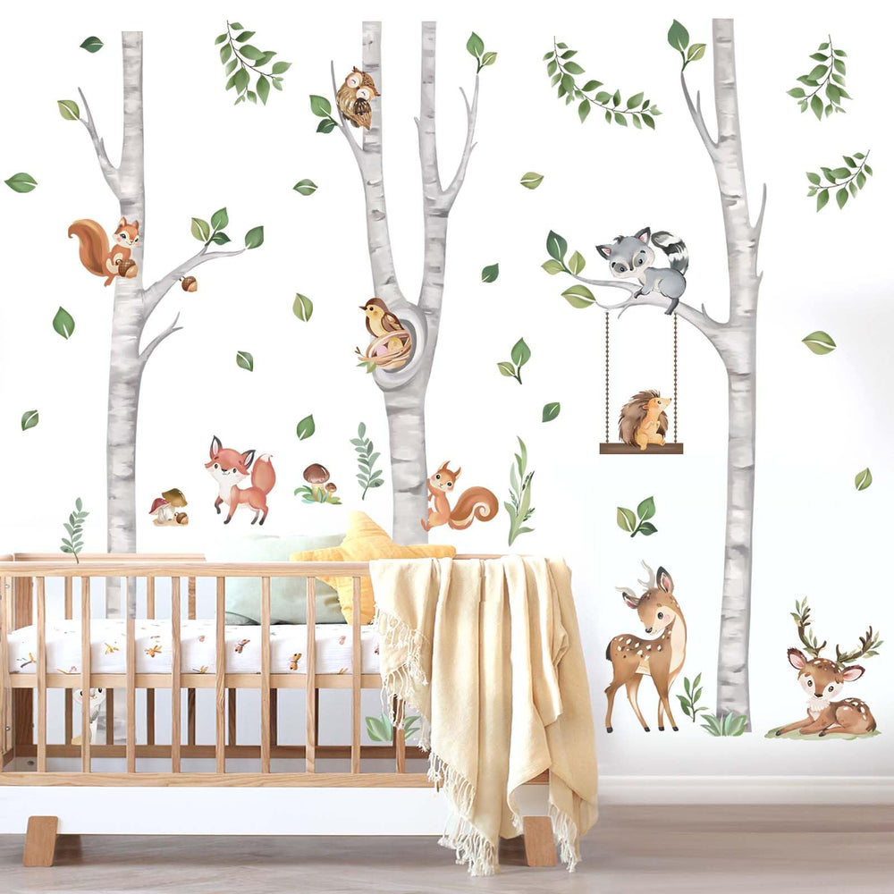Wondever birch-tree-forest-fox wall stickers add playful woodland detail to rooms.