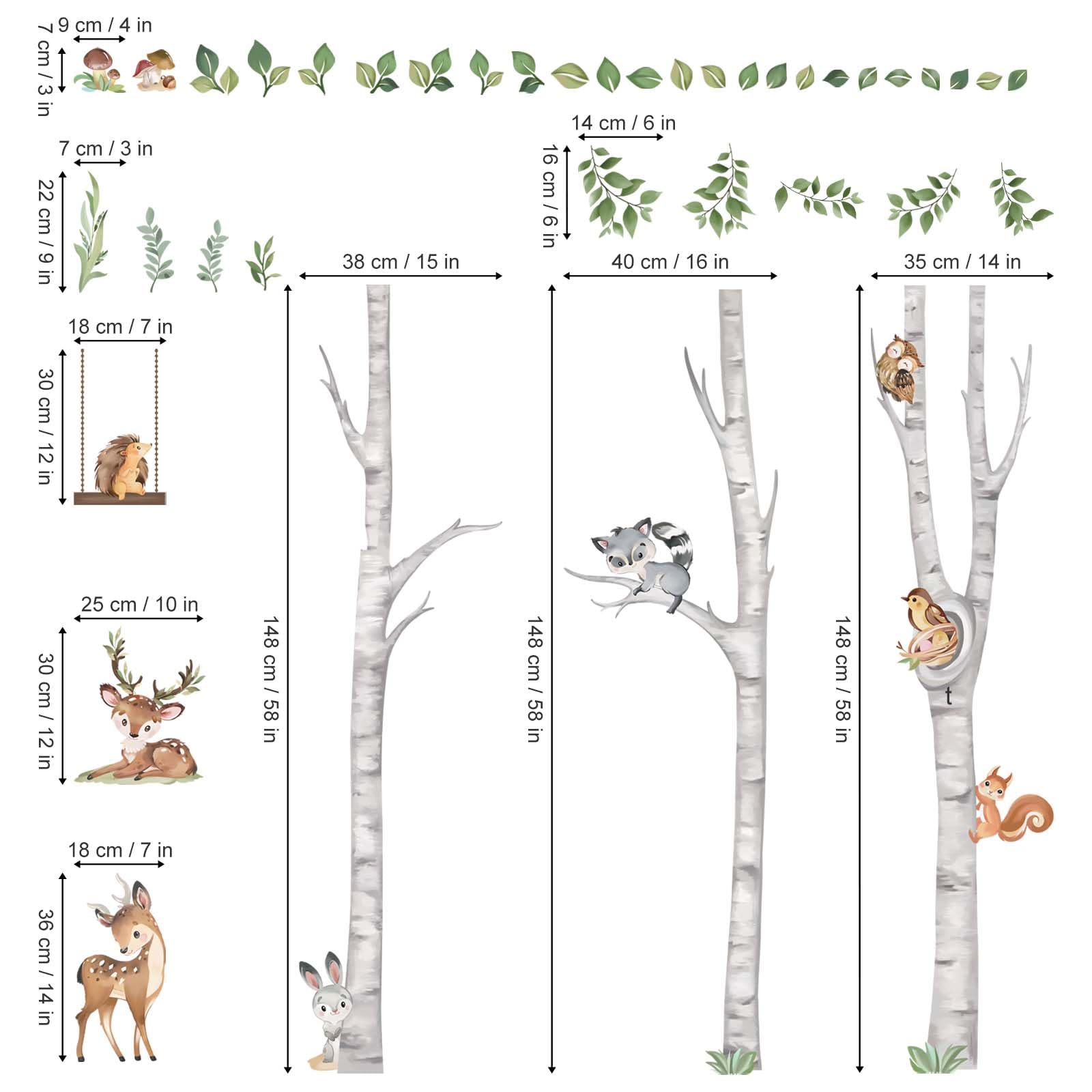 Wondever birch-tree-forest-nursery wall stickers suit baby rooms and playful spaces.