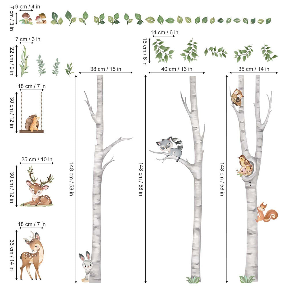 Wondever birch-tree-forest-nursery wall stickers suit baby rooms and playful spaces.