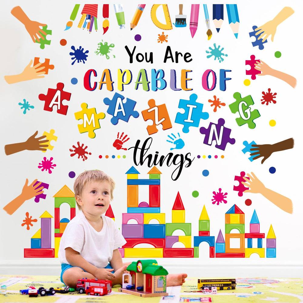 Wondever builders blocks wall stickers add playful structure to classroom walls