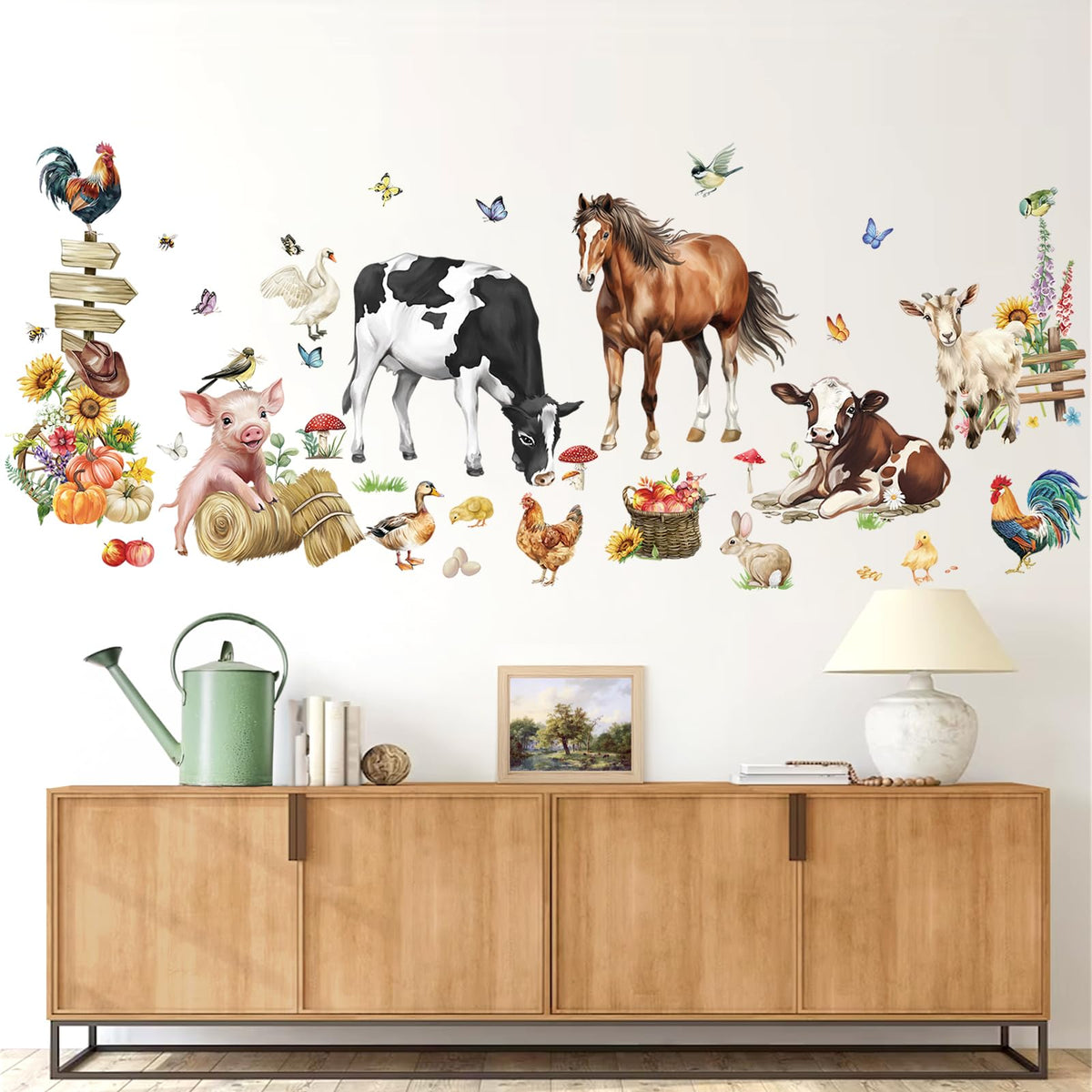 Wondever cow wall sticker adds rustic farmhouse charm to kitchen decor.