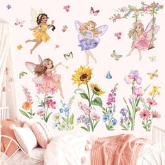 Wondever Fairy Flower wall stickers sunflower layout perfect for girl's bedroom makeover ambiance