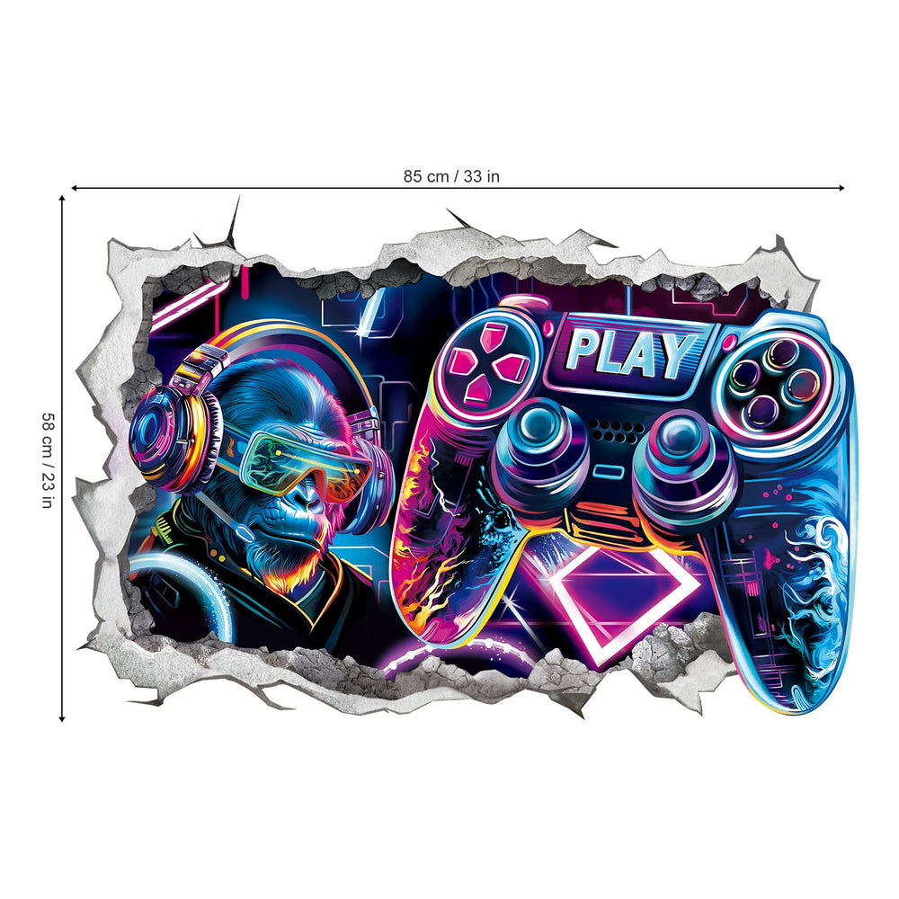 Wondever 85x58 cm finished size provides bold, immersive gaming decor on a single wall.