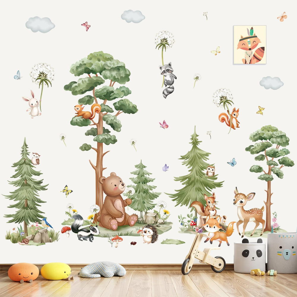 Wondever forest tree wall decals for living room or kids room ambiance