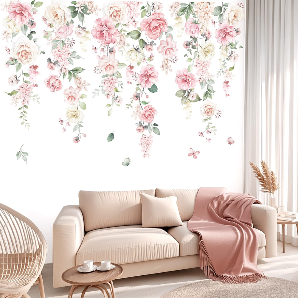 wondever hanging vine floral leaves wall art offers easy, removable decor for living rooms.