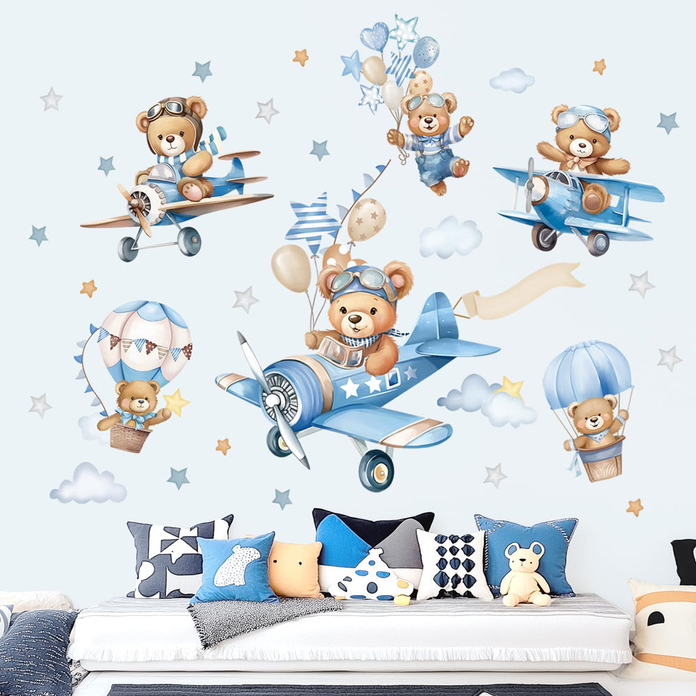 Wondever hot air balloon bears wall art fuels imagination with simple removal