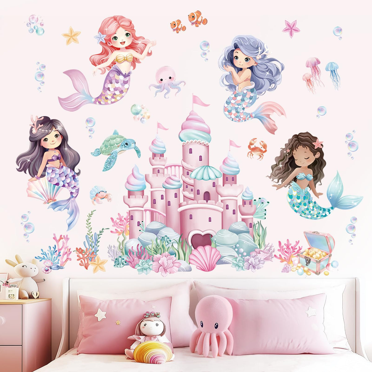 wondever mermaid castle wall sticker adds magical seaside charm for girls' rooms
