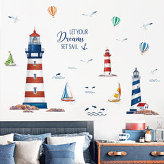 Wondever Nautical Sailboat wall sticker adds playful ocean vibes to a kids' bedroom.