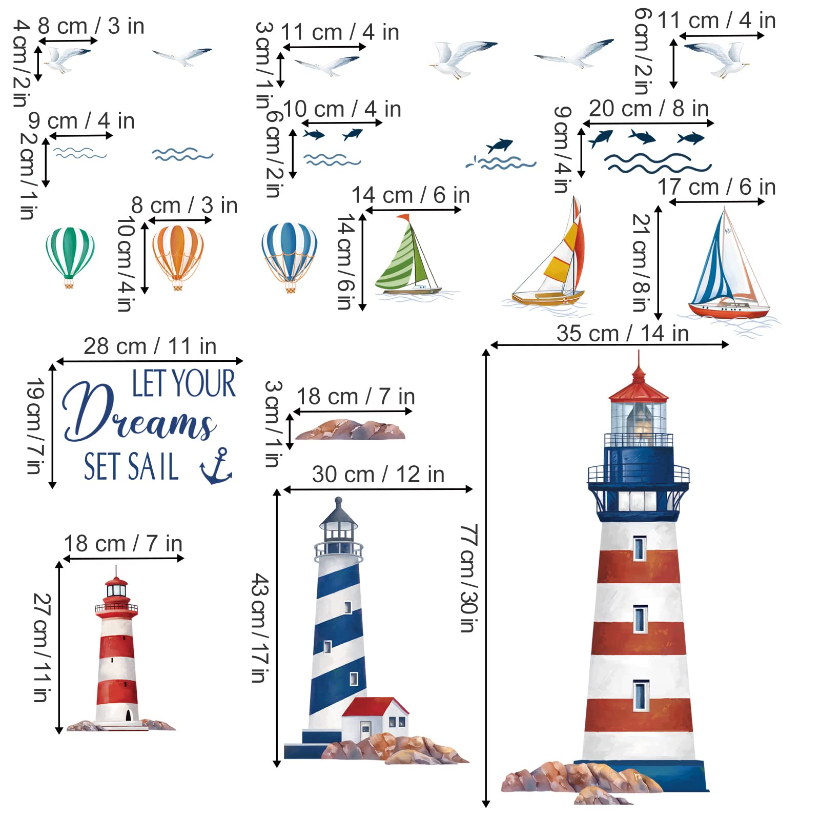 Wondever Nautical scene wall decals create a bold decor moment in any room.