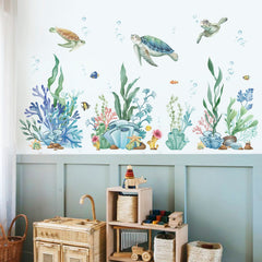 wondever Ocean Seaweed wall stickers with turtle for nursery, calming ocean vibes