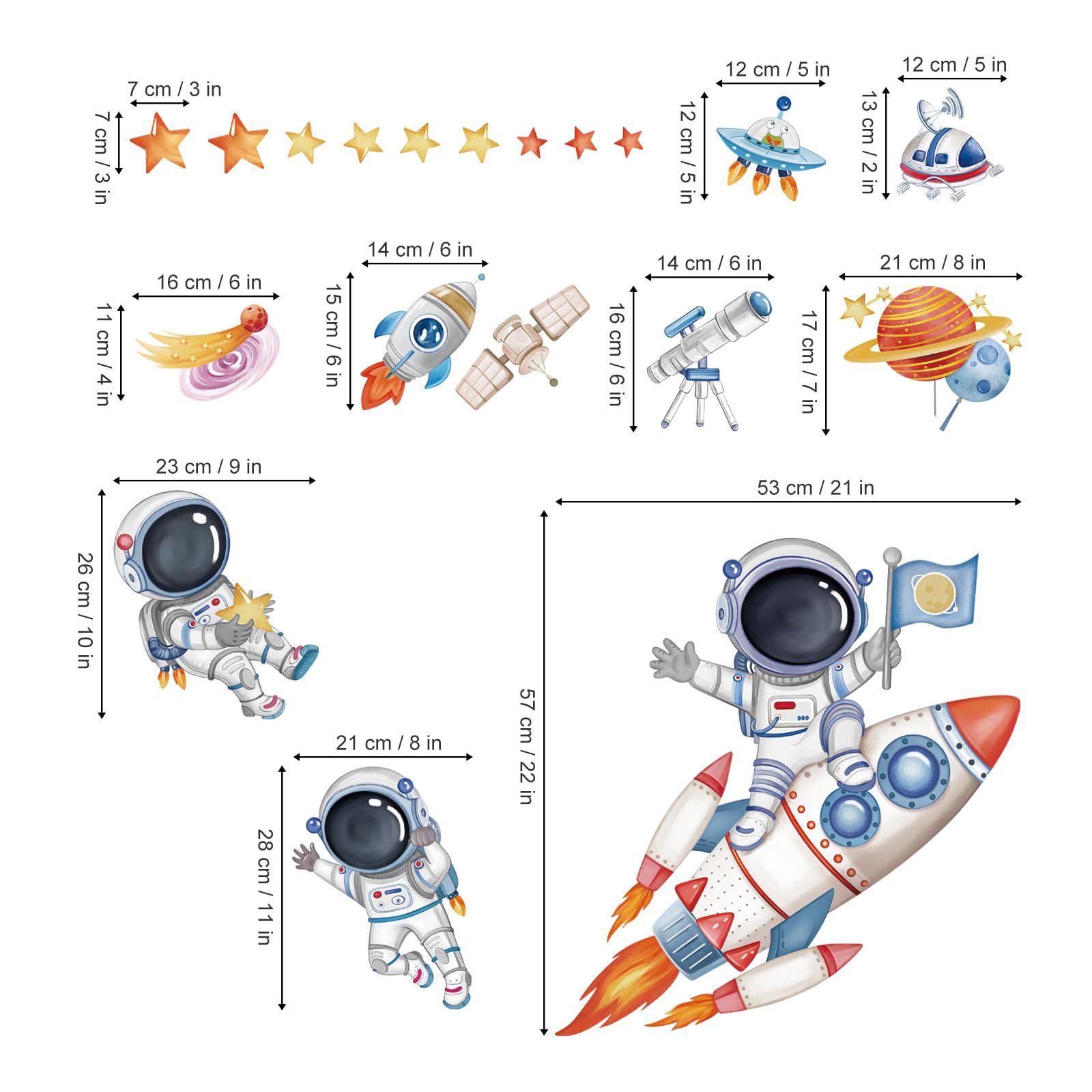 Wondever Outer-space wall decals create an engaging backdrop for kids' rooms
